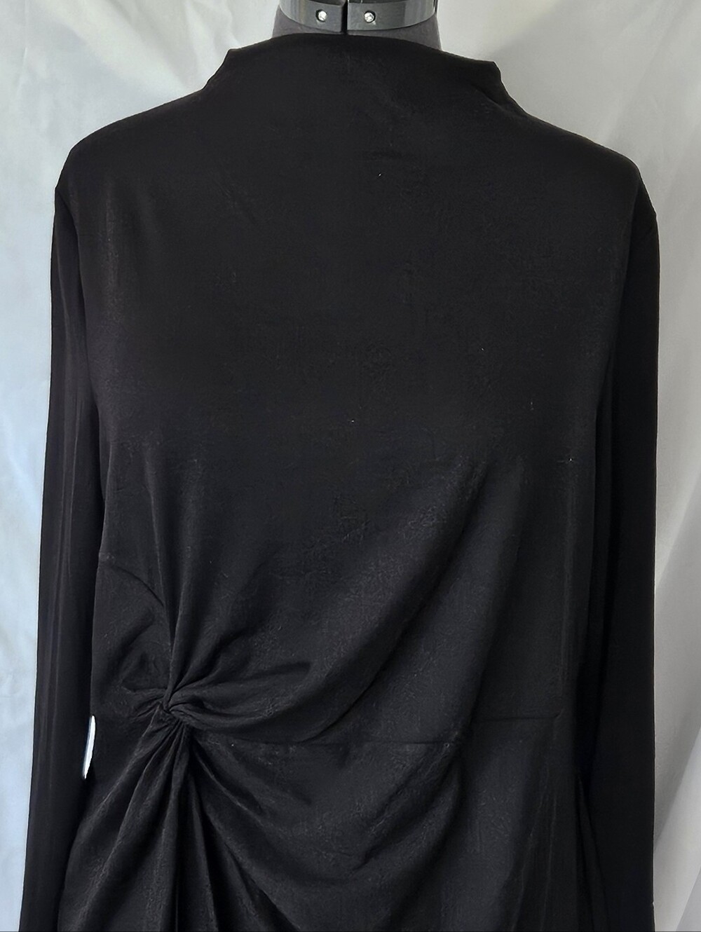 NWT Ladies' Black Side Drape, Long Sleeve Top. - Picture 2 of 9